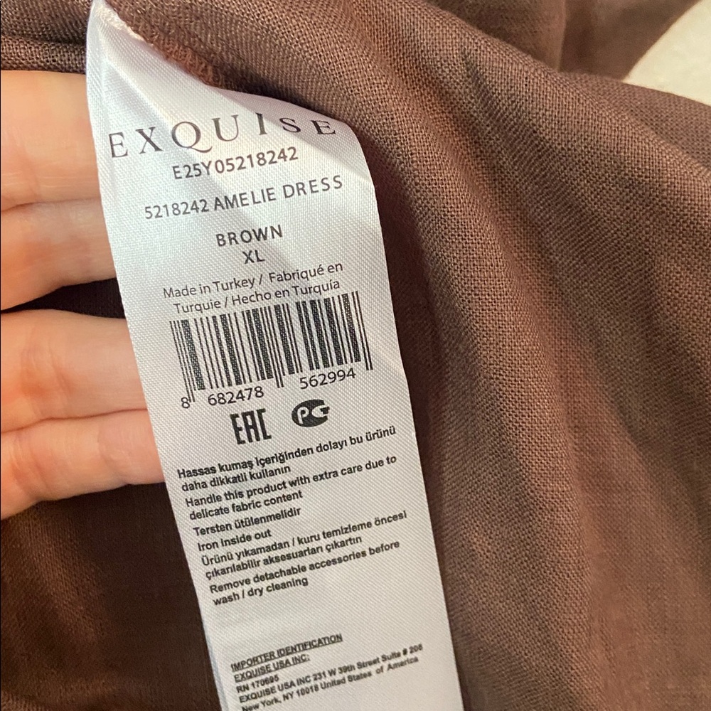 Anthropologie Exquise Amelie Brown Linen Pleated Mini Shirt Dress XL - Picture 7 of 8